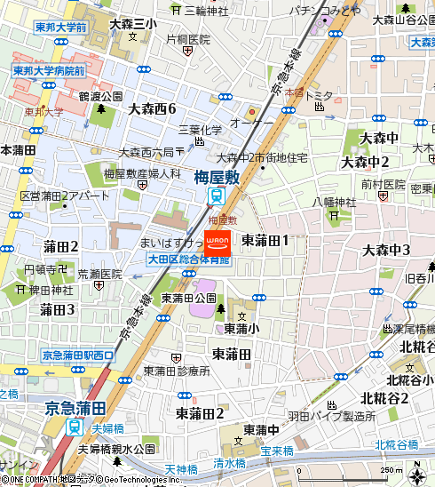 まいばすけっと東蒲田1丁目店付近の地図